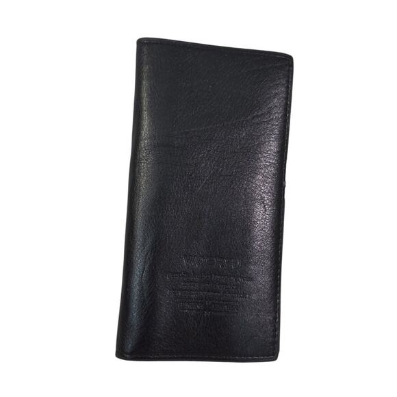 Woerfu Black Leather Wallet Check Book Zip Pouch Long Large - Picture 3 of 9